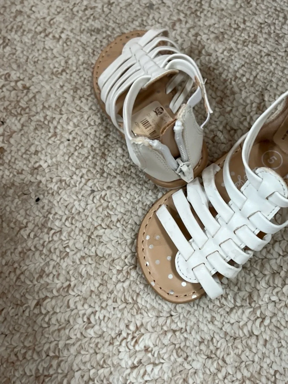 White Girls' Strappy Gladiator Sandals